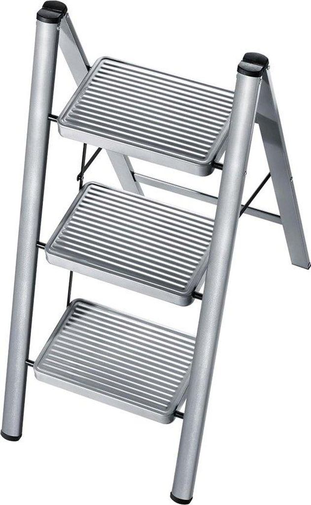 Stahl-Faltleiter - 3-Türme - Anti-Slip-Fuß - bis 150 kg - Grau