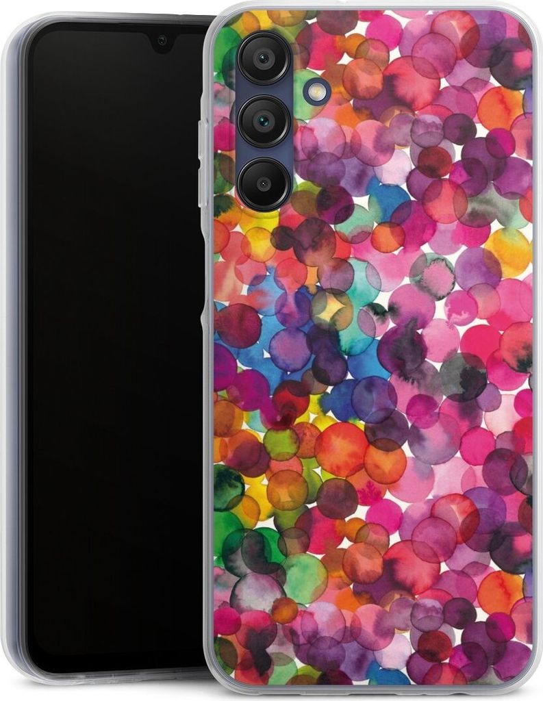 DeinDesign Handyhülle für Samsung Galaxy A15 Silikon Hülle Case Smartphone Schutzhülle Punkte Wasserfarbe bunt