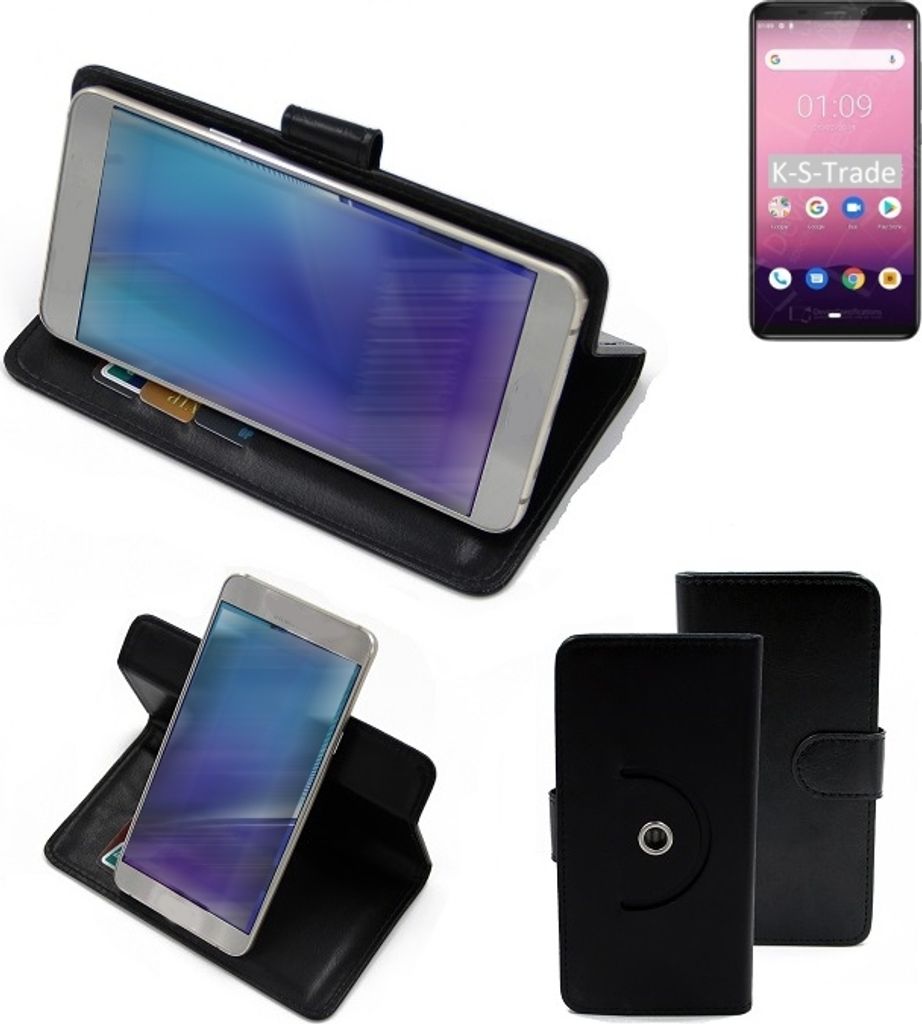 K-S-Trade Case Schutzhülle Handyhülle kompatibel mit Cubot J7 Flipcase Smartphone Cover Handy Schutz Tasche Klapphülle Walletcase schwarz (1x)