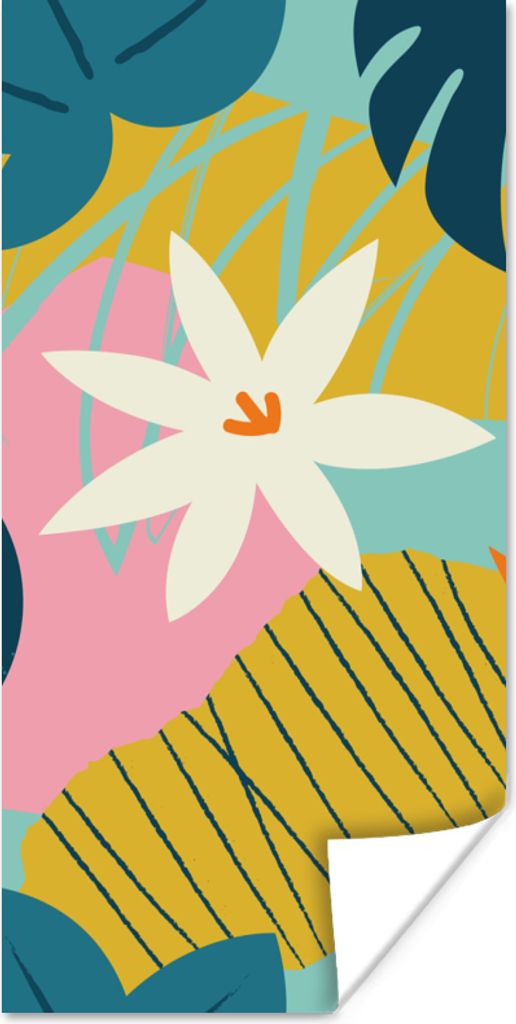 MuchoWow Poster Muster - Farben - Tropisch - Rosa - Mädchen - Kinder - Kinder 20x40 cm - Plakat - Foto