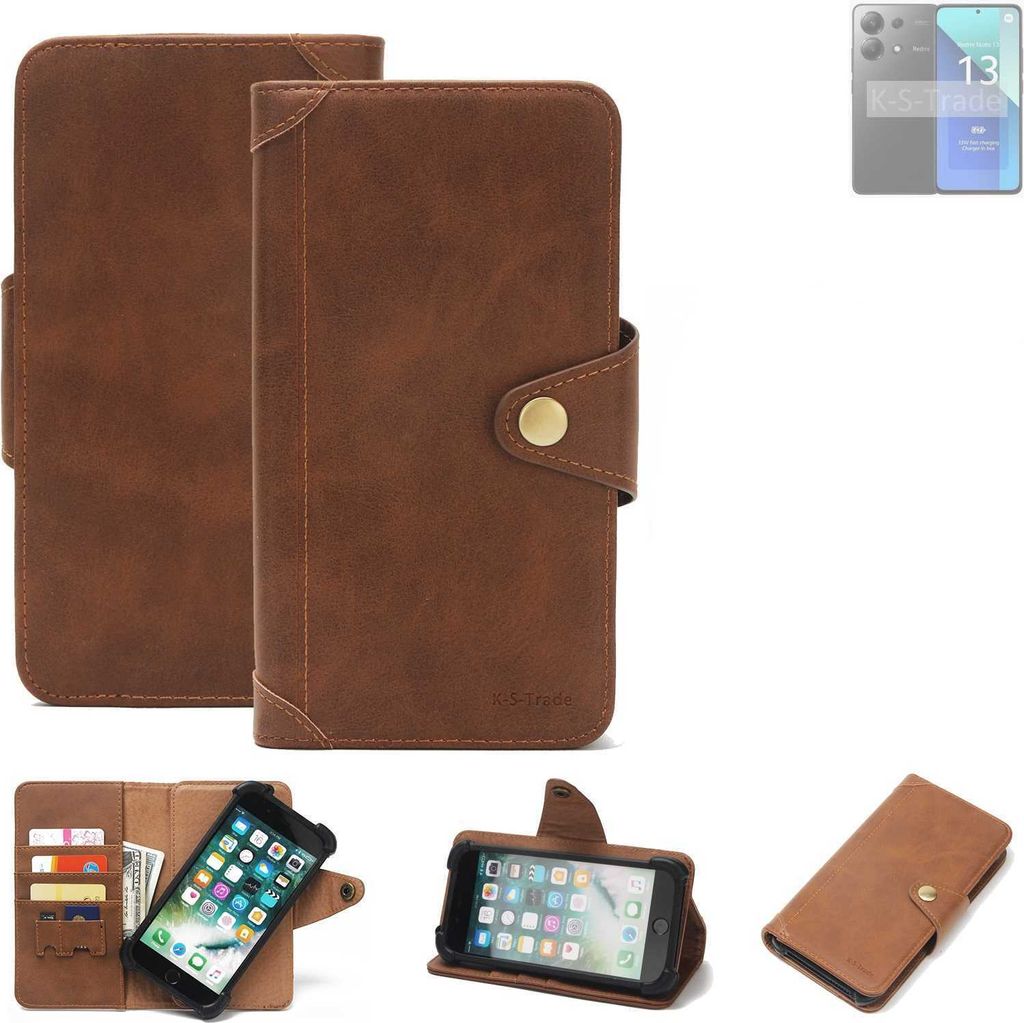 K-S-Trade Handyhülle kompatibel mit Xiaomi Redmi Note 13 4G Schutz Hülle Walletcase Bookstyle Tasche Case Handytasche Wallet Flipcase Cover Polyu...