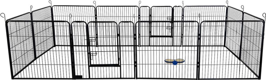 HOME DELUXE - Welpenauslauf BARKI - 80 x 80 cm, 12-Teilig, Farbe: Schwarz, inkl. Türverriegelung, abgerundete Ecken und Kanten I Welpenspielplatz ...