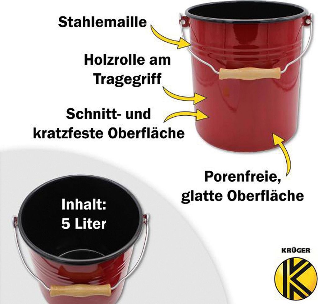 KARL KRÜGER Odpadkový kôš so smaltovaným vekom 5l červený Obrázok produktu 