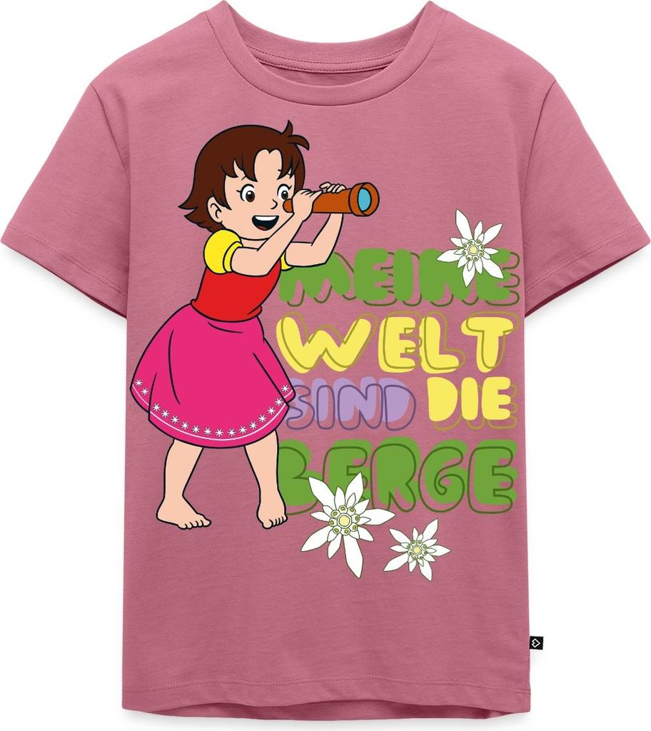 Spreadshirt Heidi Meine Welt Sind Die Berge Fernglas Kinder Premium T-Shirt, 122/128 (6 Jahre), Mauve