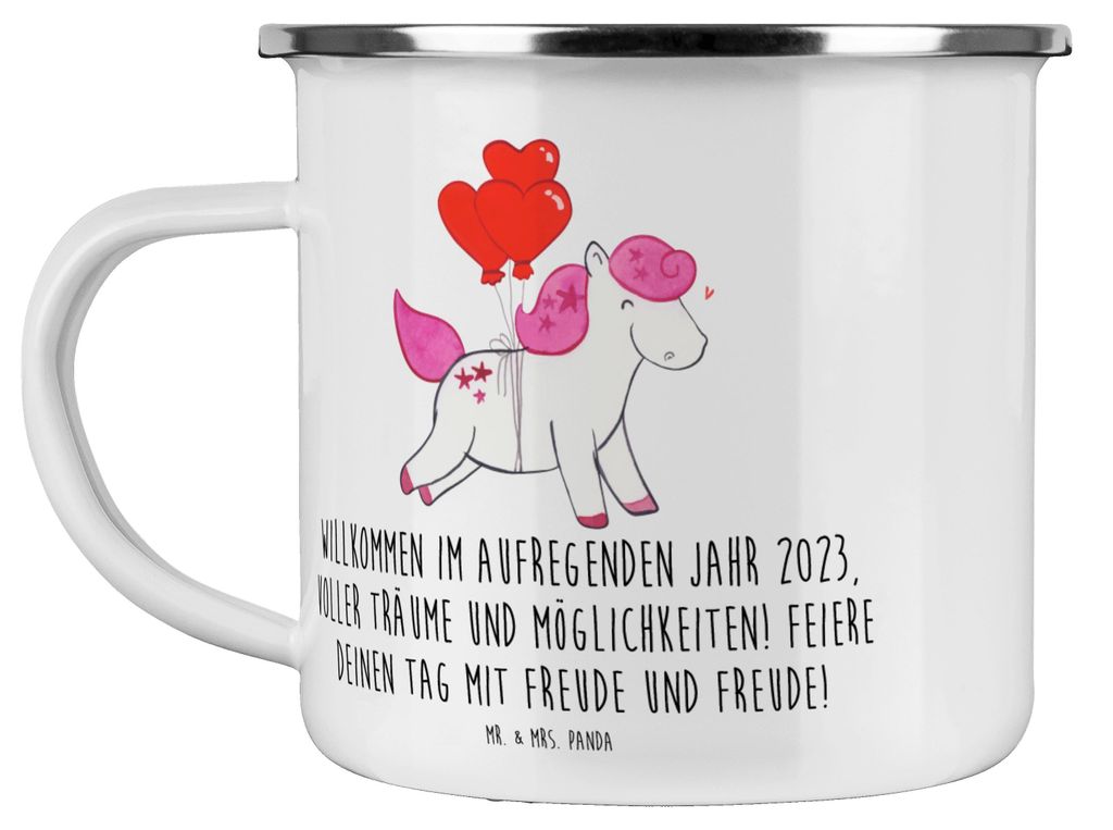 Mr. & Mrs. Panda Emaille Tasse 2023 Geburtstag Freude - Weiß - Geschenk, Geburtstagsgeschenk, becher, Outdoor, Geburtstagserinnerungen, Teetasse, ...