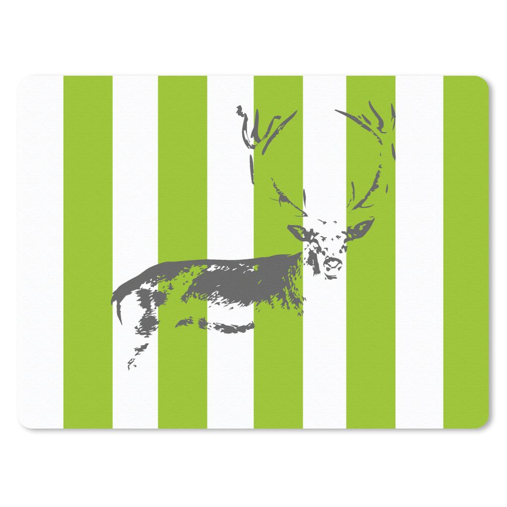 MuchoWow Mauspad Mousepad Muster - Hirsche - Streifen 40x30 cm - Mousepads - Maus Mat - Pad - Mausunterlage - Anti Rutsch