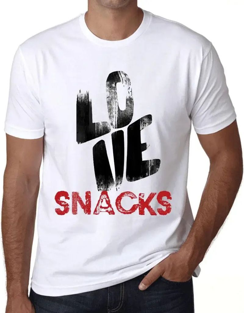 Herren Grafik T-Shirt Liebe Snacks – Love Snacks – Öko-Verantwortlich Vintage Jahrgang Kurzarm Lustige Druck Geburtstag Geschenk Mann