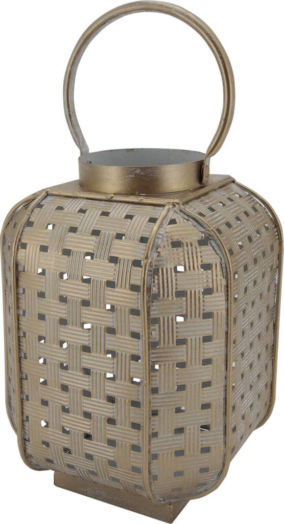 Rebecca Mobili Laterne, ethnischer Stil, goldenes Metall, 22x16x16 cm
