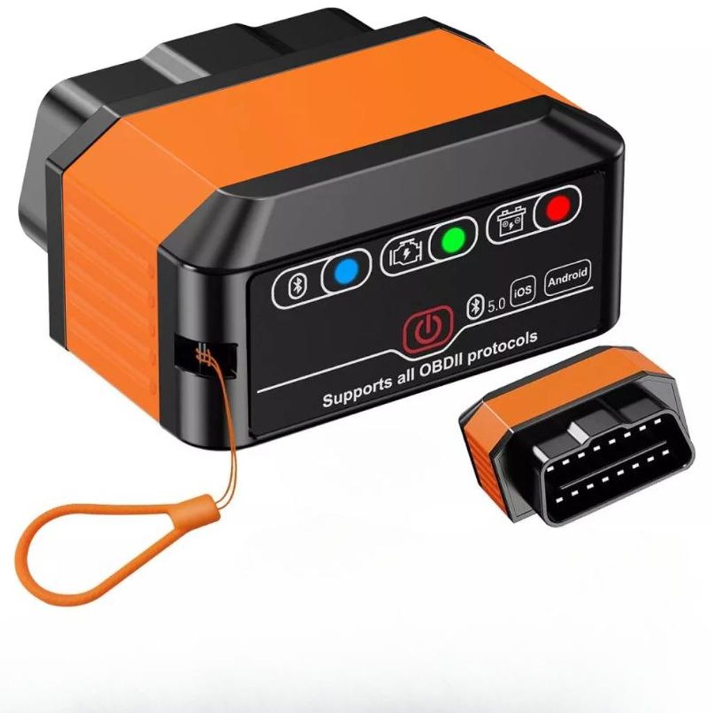 OBD2 Diagnosegerät OBD Bluetooth 5.0 Adapter: – OBDII-Testerstecker für iOS, Android, Windows- Auslesegerät mit Vollen OBD2 Systemen