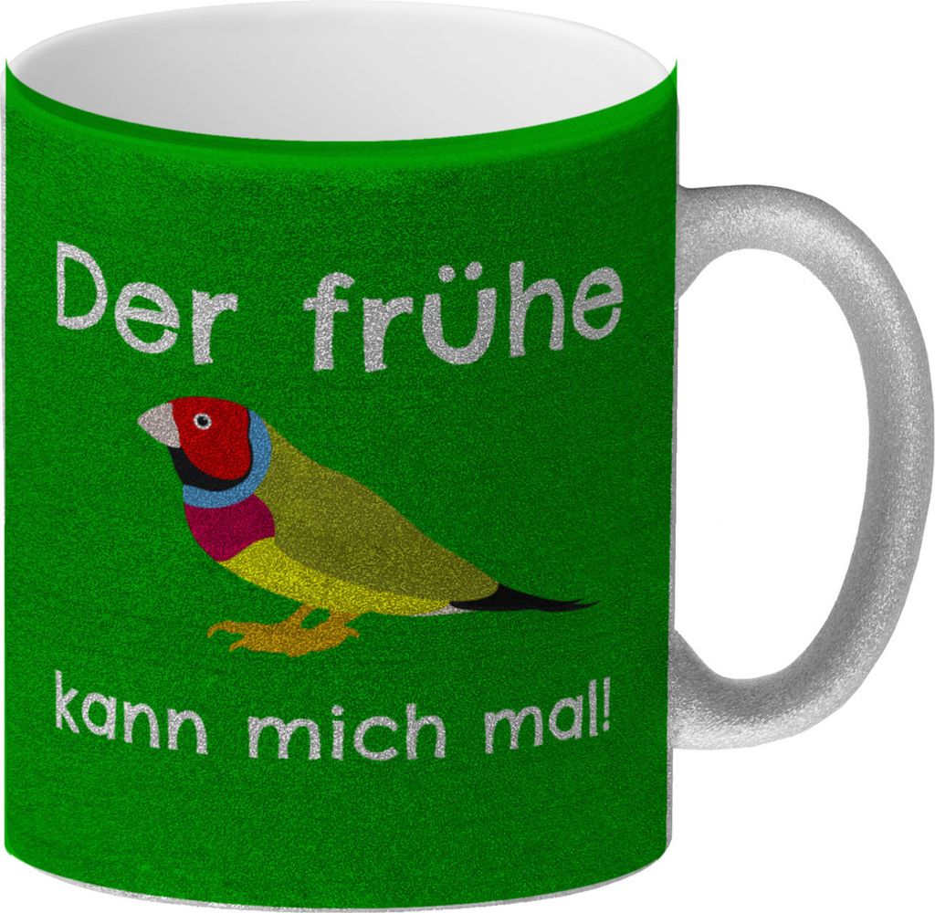 Der frühe Vogel kann mich mal! Glitzer-Kaffeebecher Wenn Produktbild 