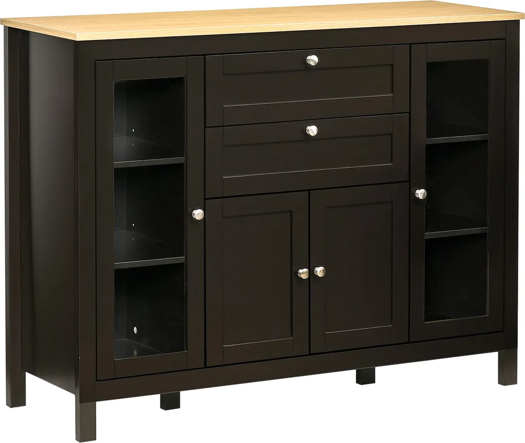 Bahut de Cuisine Moderne Noir 120x40x90cm - Buffet Haut Multi-rangement