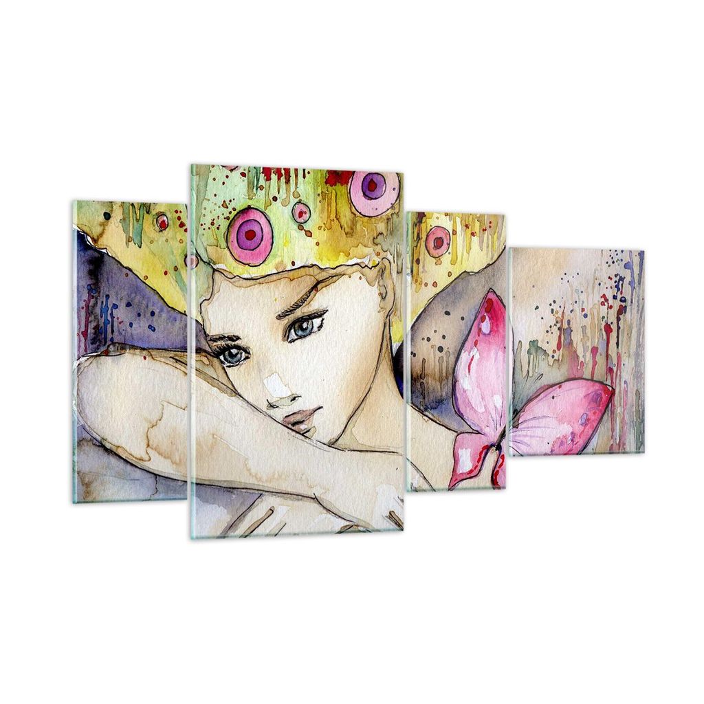 Bilder auf glas - Frau modern - 120x70cm - Glasbilder - Wandbilder - Bilder - Kunstdruck - zum Aufhängen bereit - Wanddekoration aus Glas - Glas B...