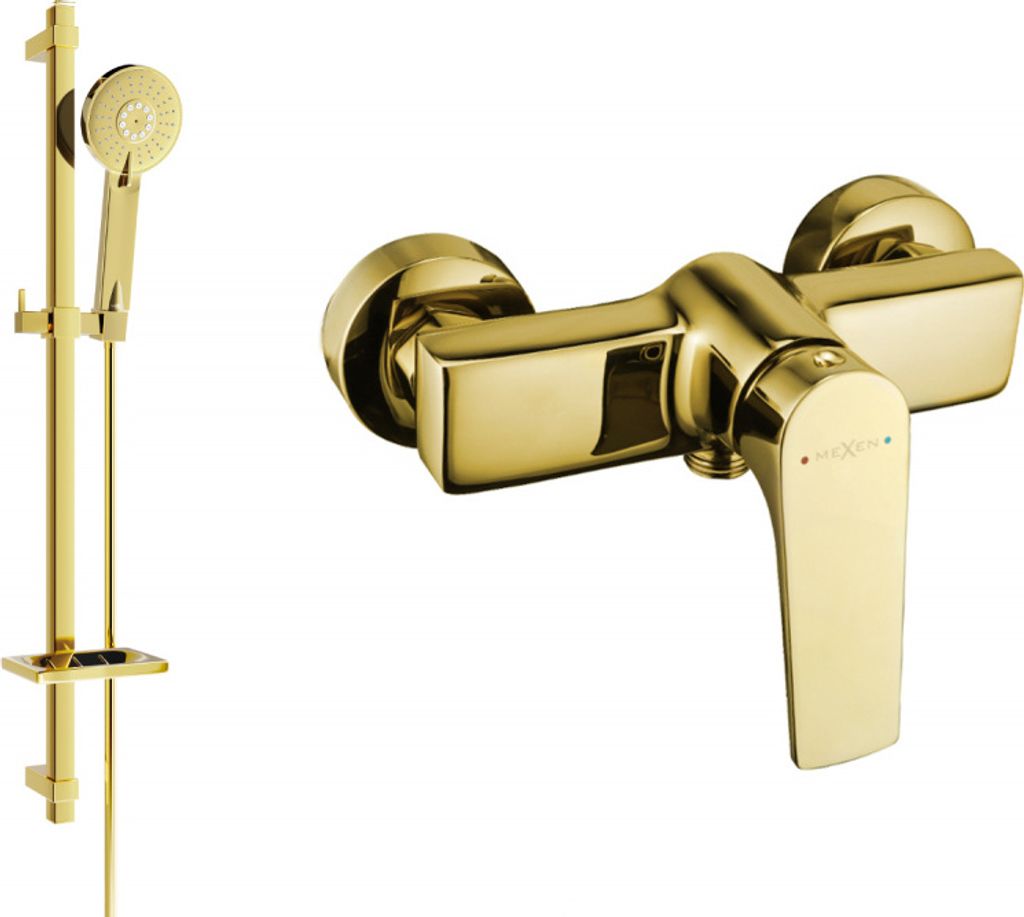 Mexen Lynx DQ40 Mischbatterie für Dusche mit Brausegarnitur, Gold - 74594DQ40-50