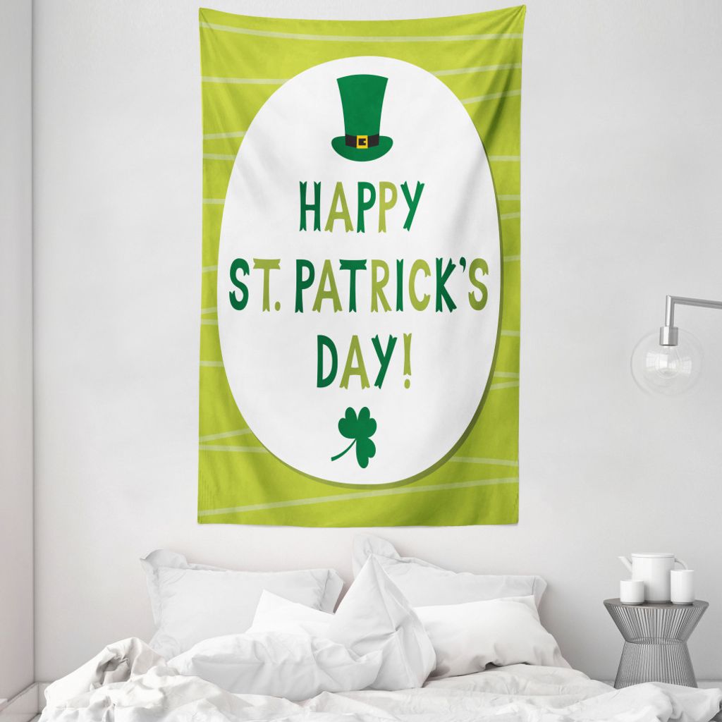 ABAKUHAUS St. Patrick Tag Wandteppich und Tagesdecke, Retro aus Weiches Mikrofaser Stoff Waschbar ohne Verblassen Digitaldruck, 140 x 230 cm, Hellg...