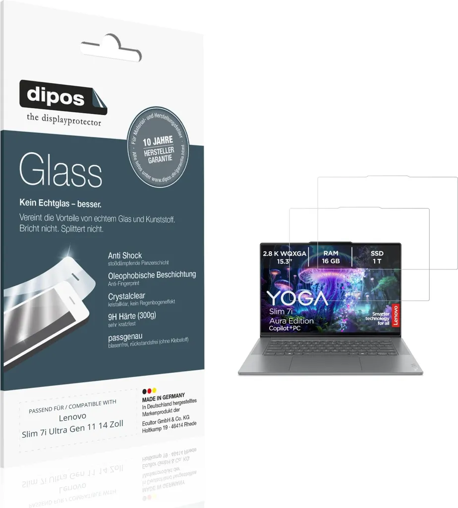 Proteggi lo Schermo del Lenovo Slim 7i Ultra 14" | 2x Vetro dipos 9H
