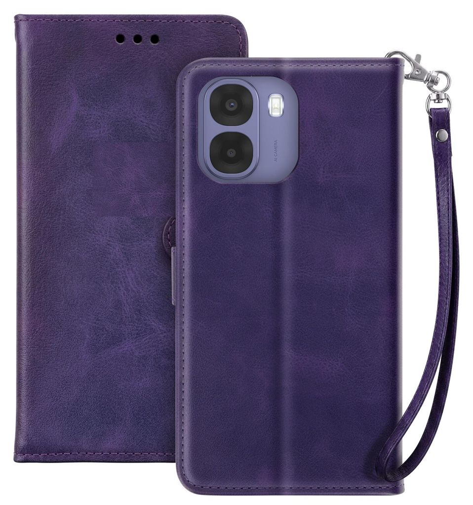 Avizar, Wallet Etui Oppo A6x mit Schlaufe und Videostand, Violett