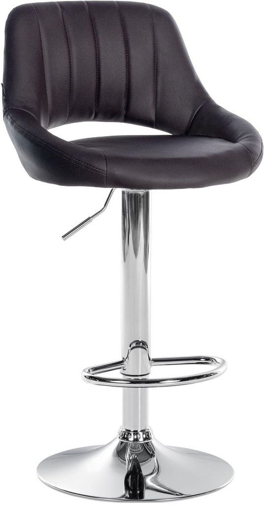 CLP Barhocker Milet Kunstleder höhenverstellbar drehbar mit Rückenlehne braun Gestell Farbe chrom