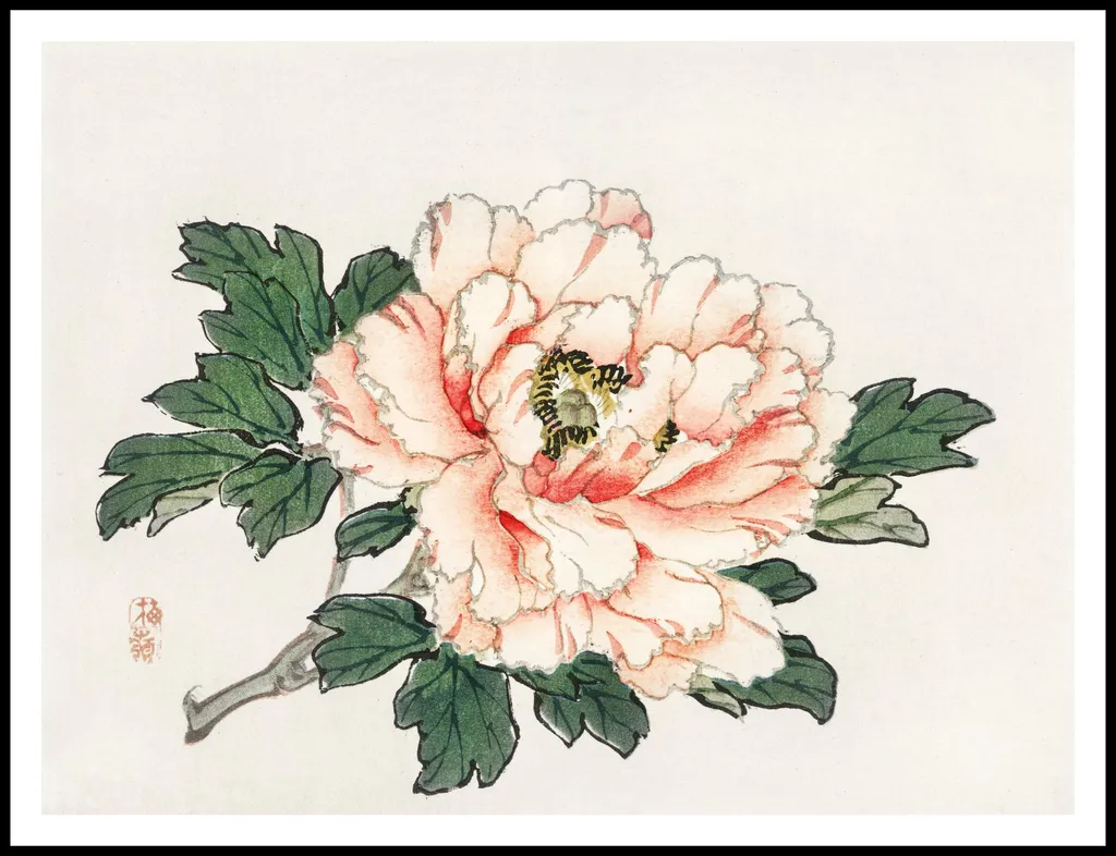 Poster 100x75 Pink Rose Kōno Bairei - Stampa Giapponese Vintage Salotto - 2