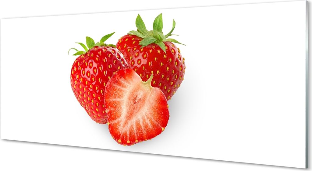 Glasbilder 125x50 Wandkunst Erdbeeren auf weißen Hintergrund