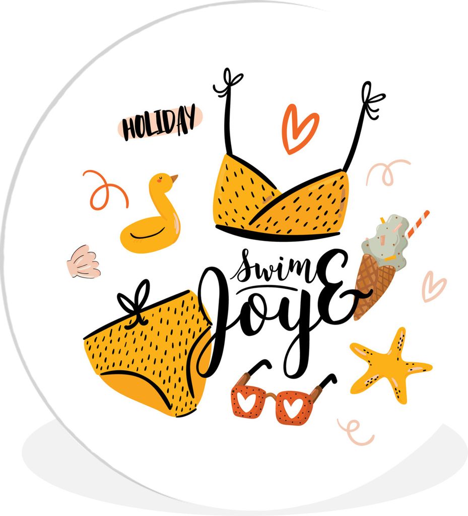 MuchoWow Rundes Wandbild - Runde Bilder Bikini - Gelb - Seestern Ø 60 cm Kreis Wanddekoration Kunststoff - Wandkreis - Wandschmuck - Wand Kreis ...