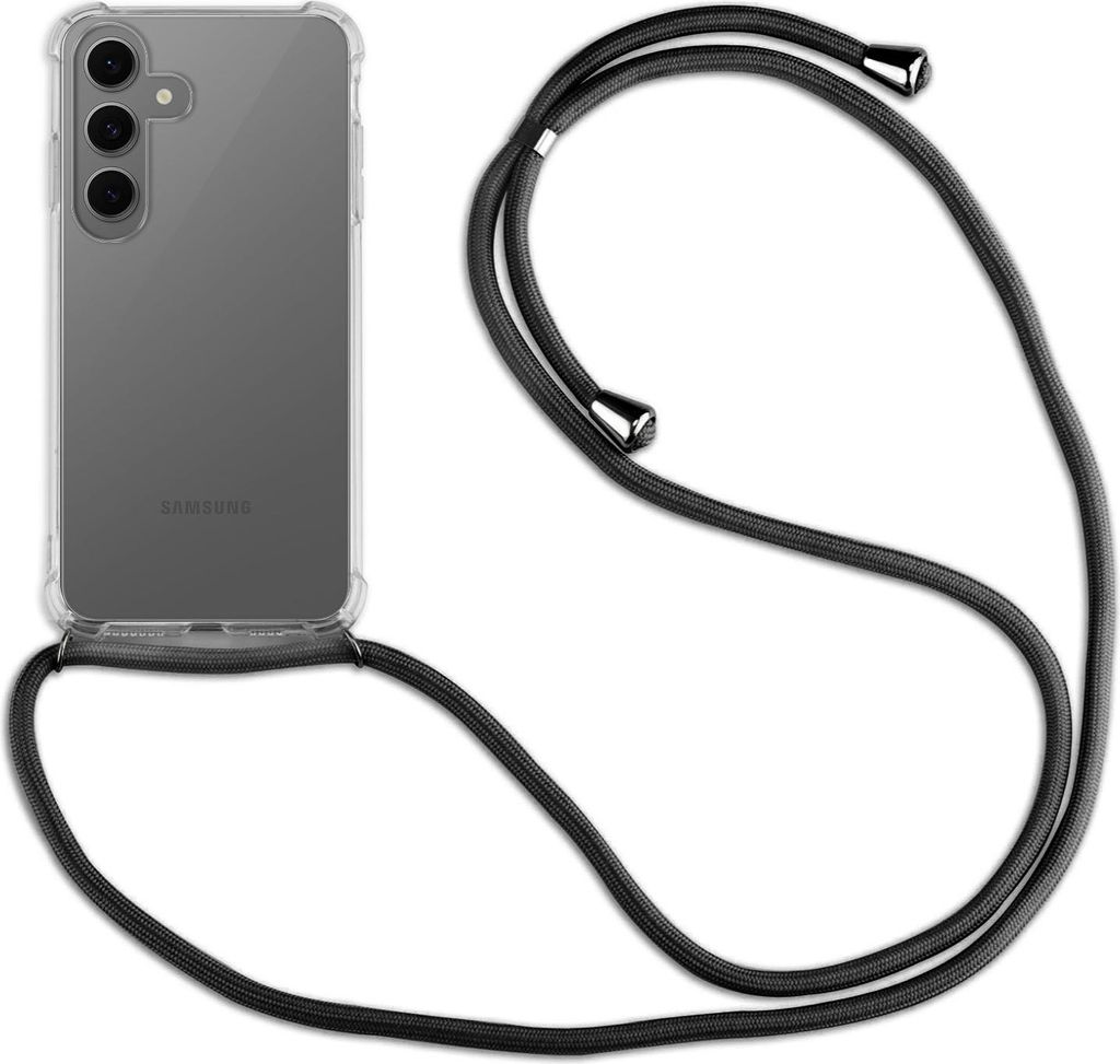 Handykette für Samsung Galaxy S25 FE Handyhülle mit Band Case Hülle mit Kordel Hand Schwarz
