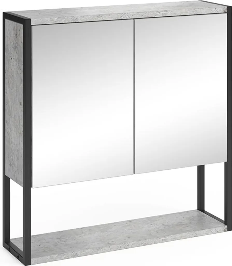 Vicco Fyrk Specchio Contenitore Bagno 60x60 cm Effetto Cemento Loft