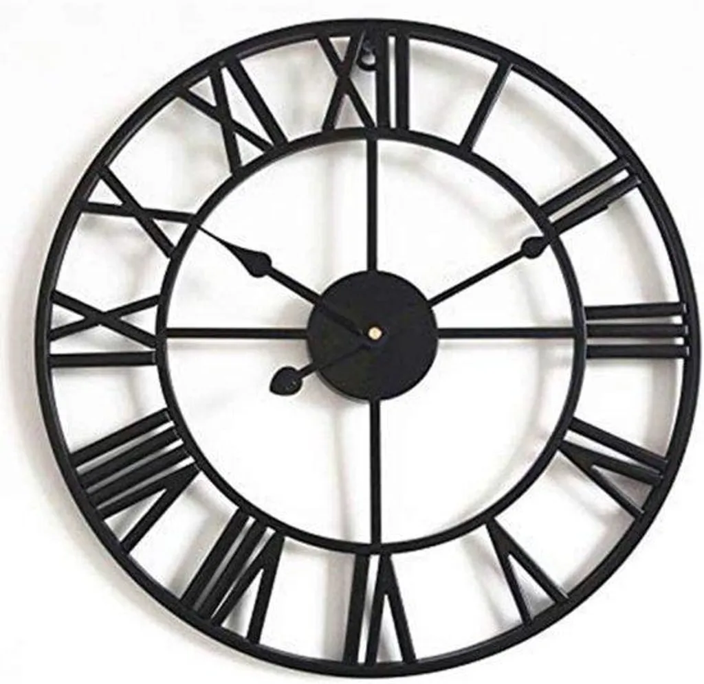 Horloge murale métallique 40 cm style usine - Finition noir mat élégante
