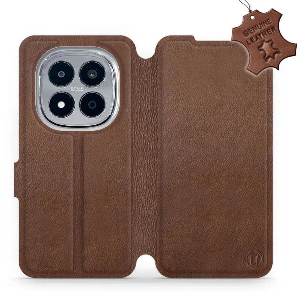 Echtleder Handyhülle für Xiaomi Redmi Note 15 Pro 4G, Mobiwear Leather, Braun