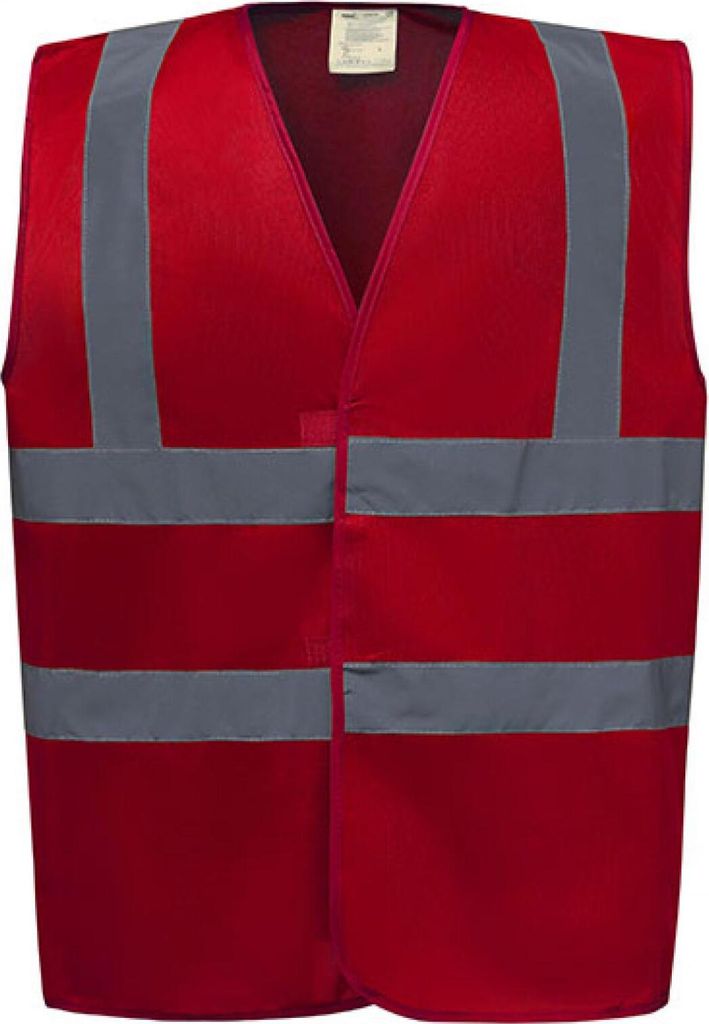 YOKO HVW100 | Sicherheitsweste High Visibility 2 Bands & Braces Waistcoat - Farbe: Red - Größe: XXL