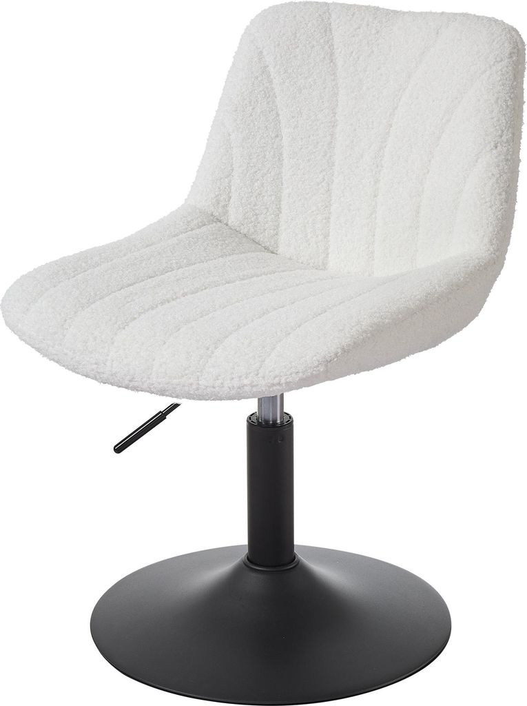 VASAGLE Schminkstuhl, Stizhocker, 65,5-77,5 cm höhenverstellbar, Barhocker, drehbar, Sherpa-Bezug, weiß