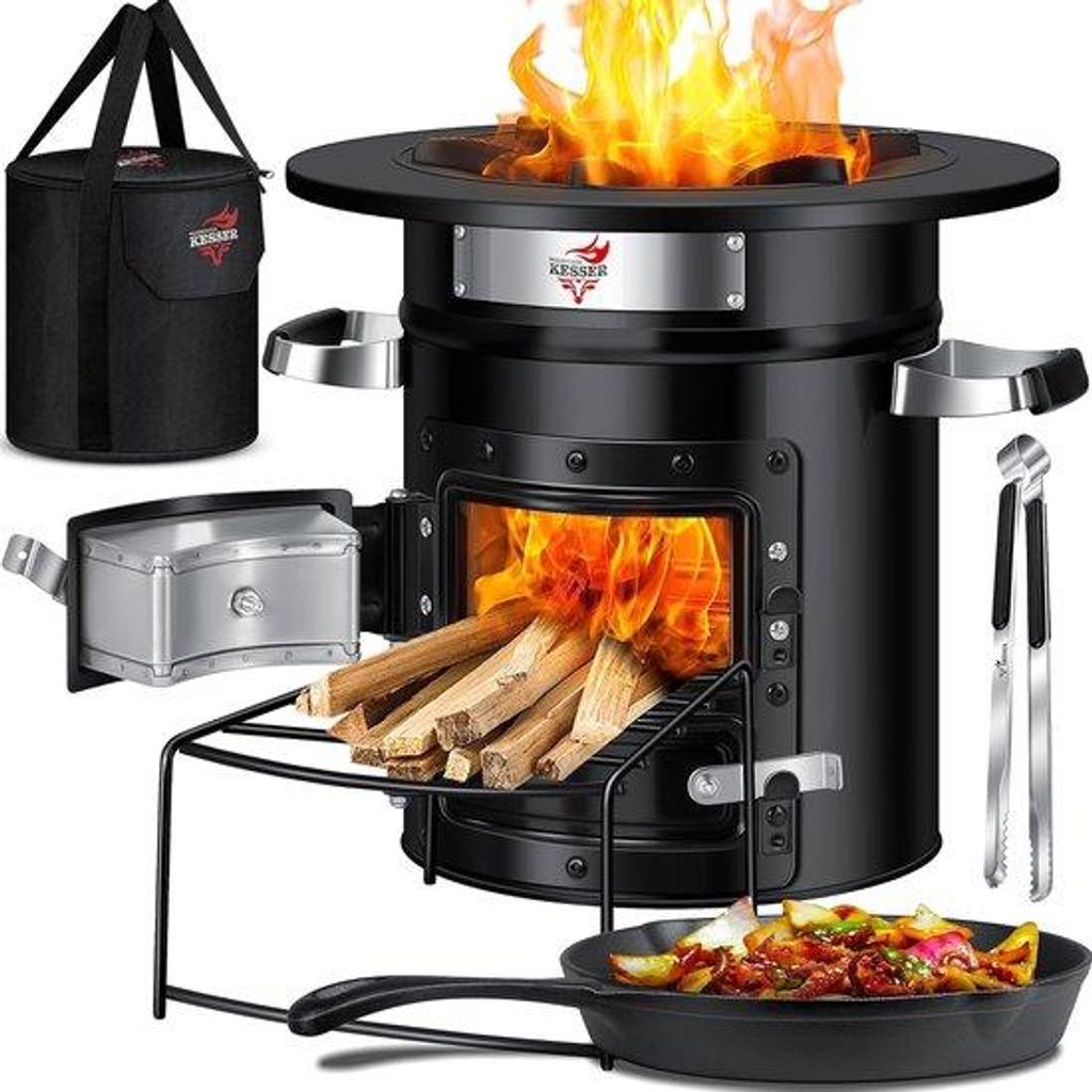 Portable Gasgrill mit Edelstahl-Grillplatte und Tragebeutel - Ideal für Camping und Grillen