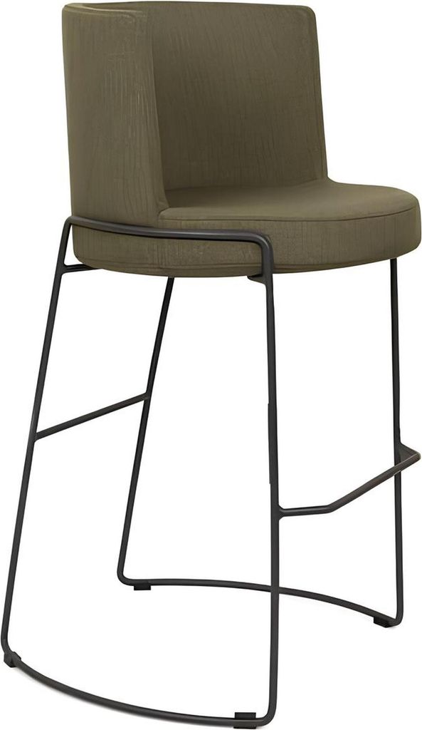 Modern Barhocker Stuhl Designer Textil Esszimmerstuhl Hocker Bar Grün Neu