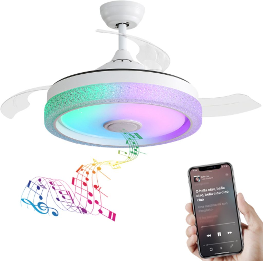 Ventilatore da soffitto AIORBER, con pale retrattili, con Immagine del prodotto 