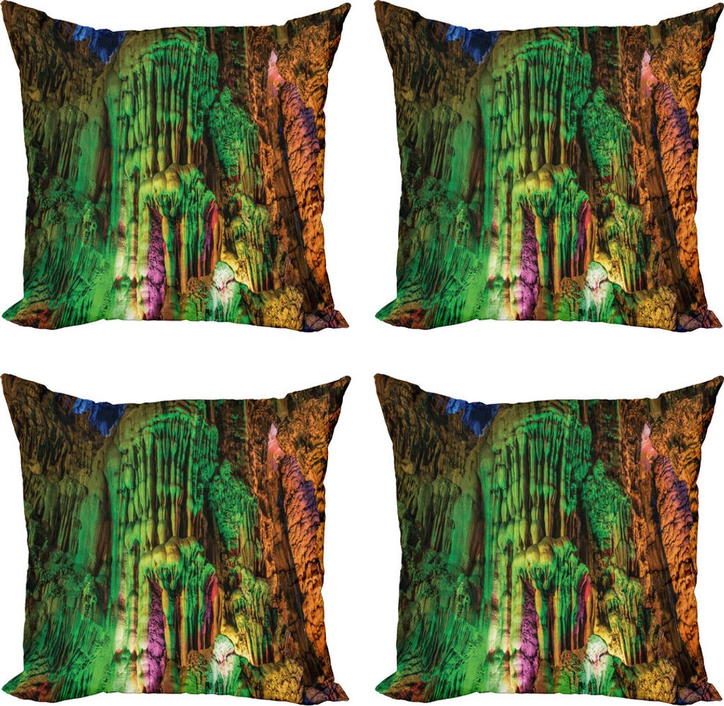 ABAKUHAUS Bunt Kissenbezug Set (4 Stück), Regenbogen farbige Felsen, Moderner Doppelseitiger Digitaldruck, 60 cm x 60 cm, Mehrfarbig