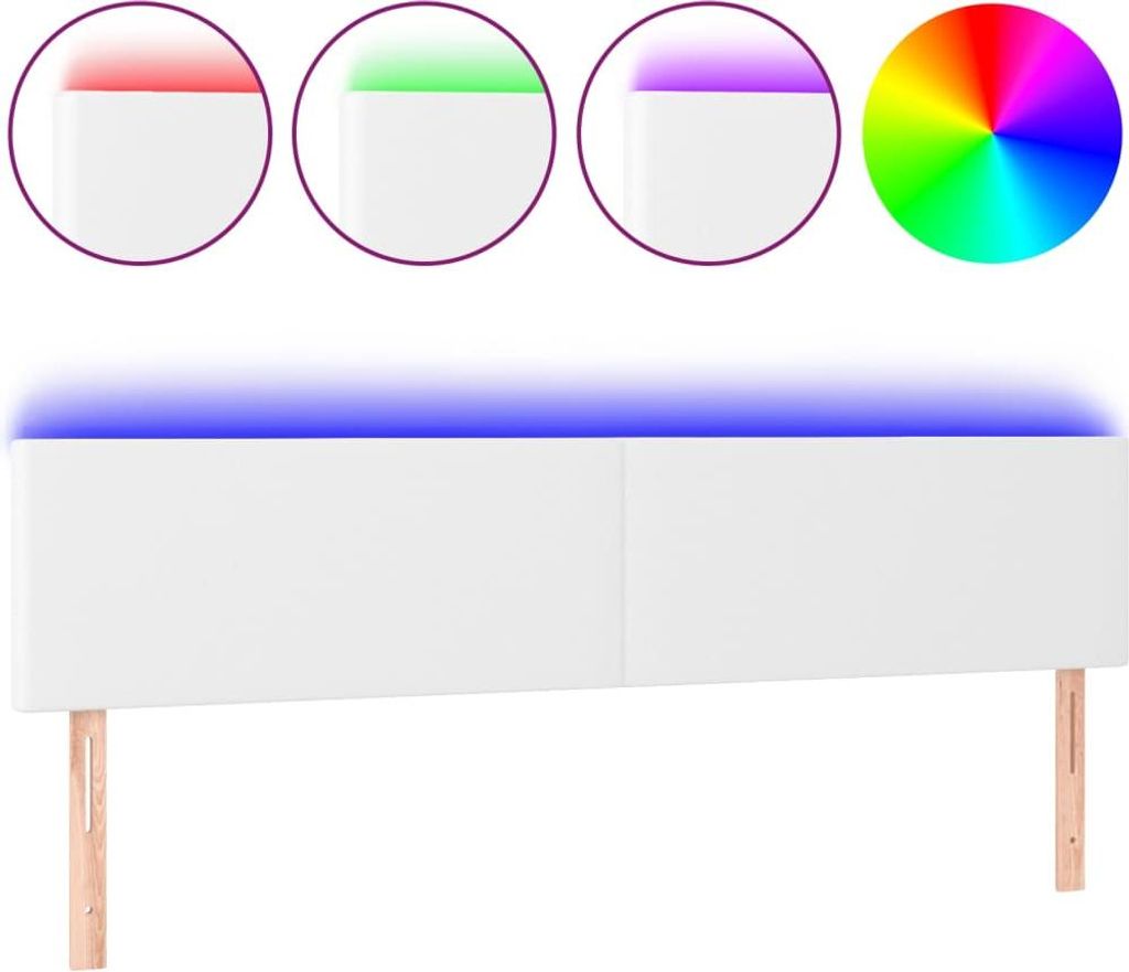 vidaXL LED Kopfteil Weiß 180x5x78/88 cm Kunstleder
