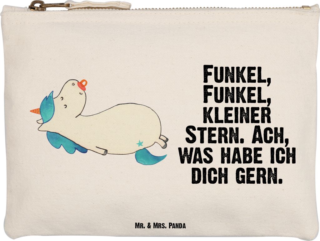 Mr. & Mrs. Panda Kosmetiktasche Einhorn Schnuller Größe M - Weiß - Geschenk, Unicorn, Baby, Schlampermäppchen, kosmetiktäschchen, Mama, Geburt...