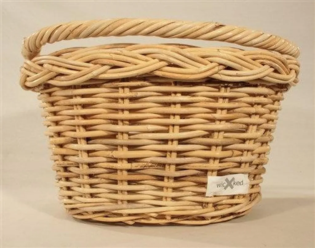 Panier vélo avant en osier tressé avec fixation guidon universelle