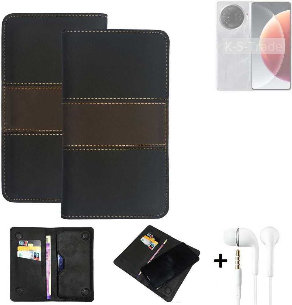 K-S-Trade Handyhülle + Kopfhörer kompatibel mit Tecno Camon 30 Pro 5G Schutzhülle Walletcase Bookstyle Tasche Schutz Case Hülle Wallet Cover