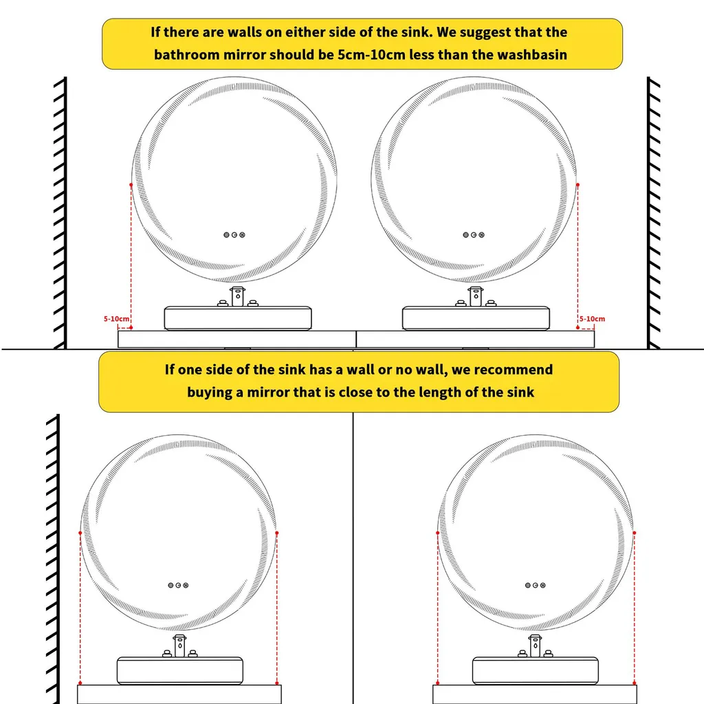 Miroir de salle de bain LED Vrygle rond 60 cm avec rétroéclairage design - 15