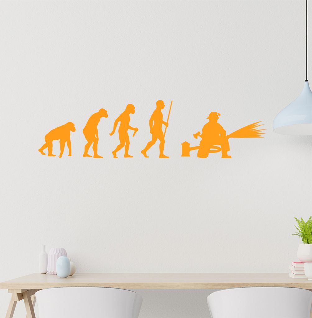 Feuerwehrmann Evolution Wandtattoo Wandaufkleber Wall Sticker - Dekoration, Küche, Wohnzimmer, Schlafzimmer, Badezimmer