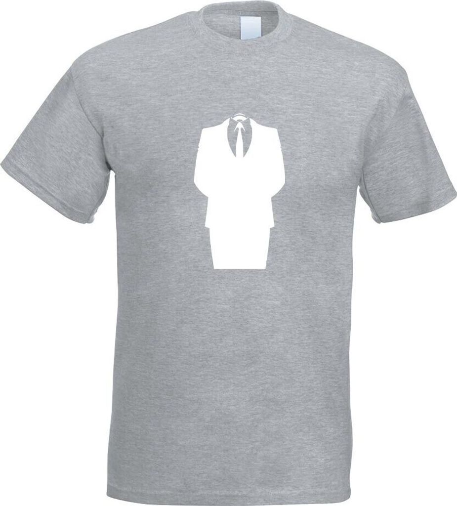 Kiwistar - T-Shirt - Graumeliert - Anonymous Motiv Bedruckt Funshirt Design Print - mit Motiv Bedruckt - Funshirt Design - Sport - Freizeit - Herre...