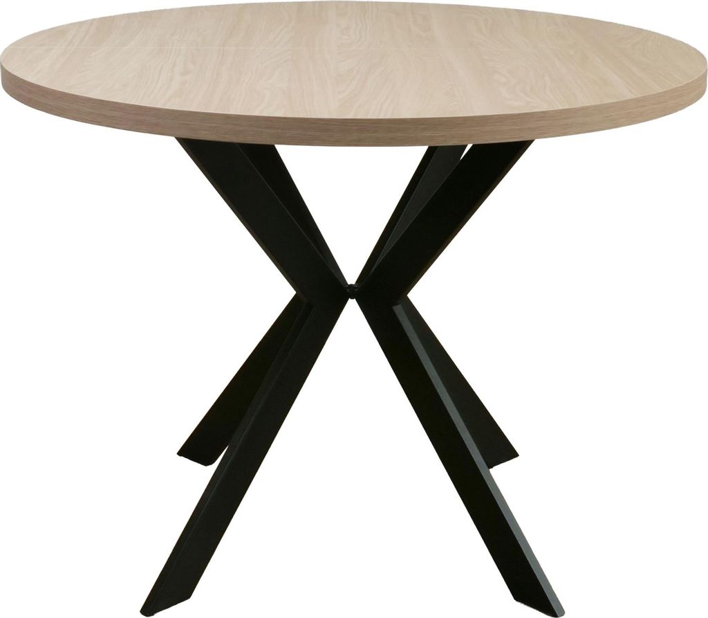 Selsey Callions – Ausziehbarer Esstisch Eichenholzoptik mit schwarzen Beinen 100–180x100 cm