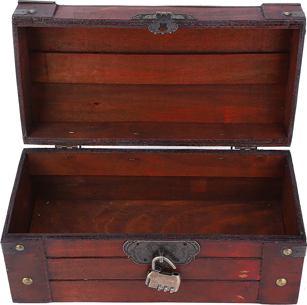 Coffret à bijoux rétro en bois artisanal avec code secret Format Small - 4