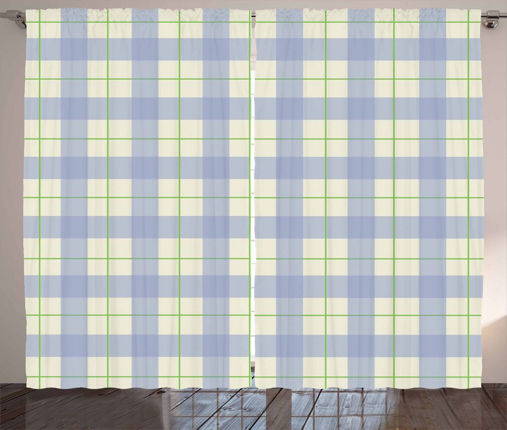 ABAKUHAUS Kariert Rustikaler Gardine, Klassische Celtic Tile, Schlafzimmer Kräuselband Vorhang mit Schlaufen und Haken, 280 x 175 cm, Lindgrün Ba...