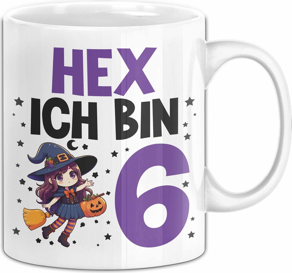 6. Geburtstag Tasse Geschenk Mädchen Geschenkidee 6Er Geburtstaggeschenk Mädels Hex Ich Bin 6 (Weiß)