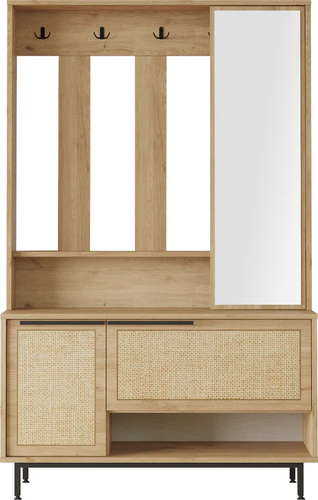 Vestiaire design en rotin et bois de chêne Kvænangen format compact - 4