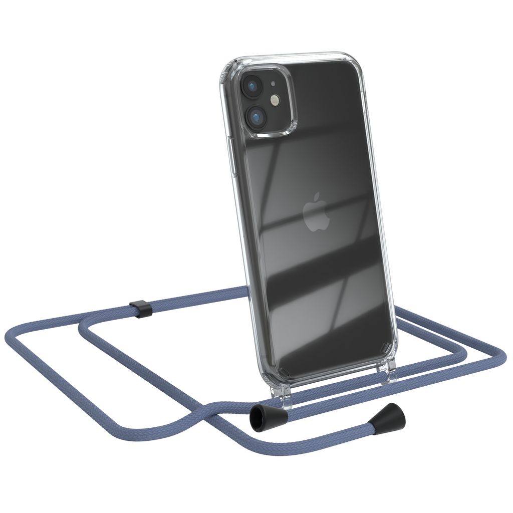 EAZY CASE Handykette kompatibel mit Apple iPhone 11, Handyhülle mit Umhängeband, Handykordel, Schutzhülle Clear, Band in Grün