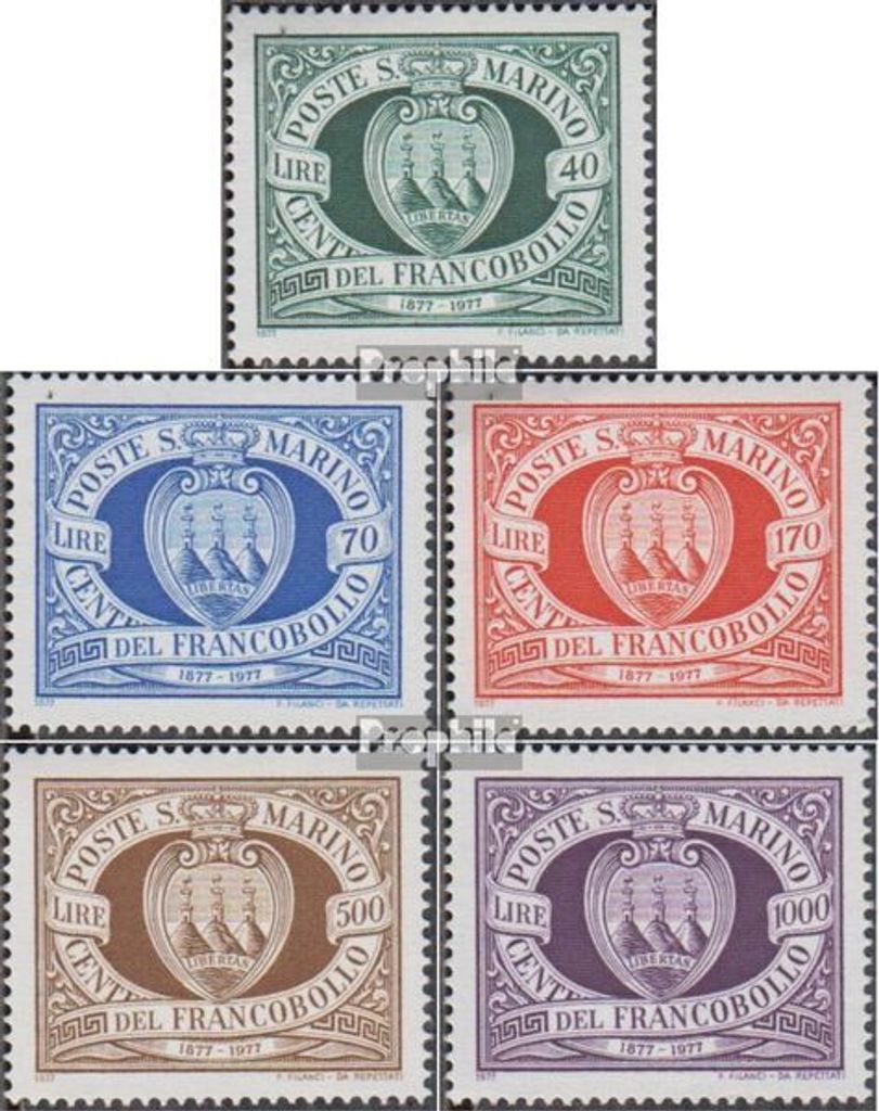 Briefmarken San Marino 1977 Mi 1139-1143 (kompl.Ausg.) postfrisch 100 Jahre Briefmarken