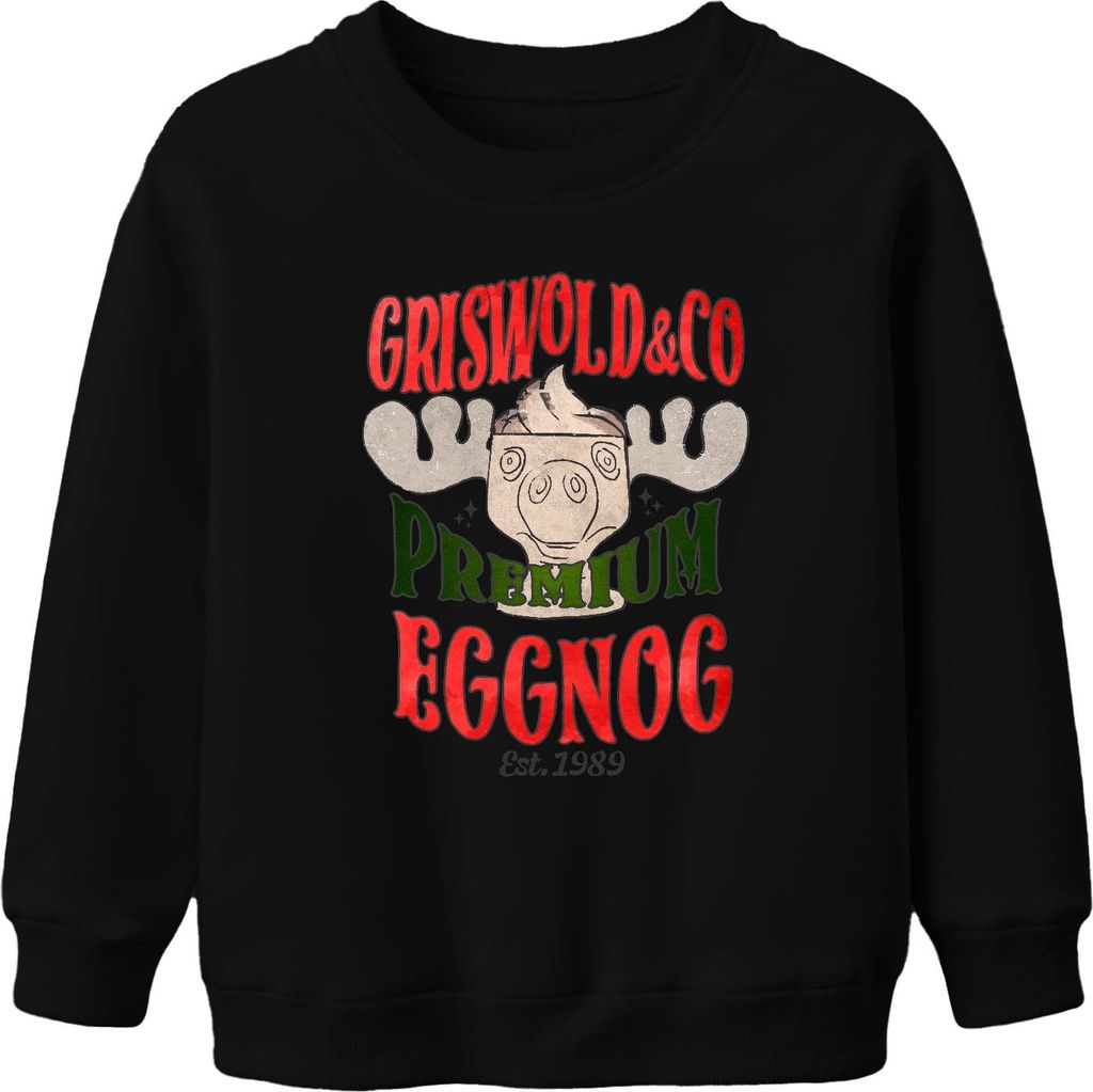 Griswold Premium Eggnog Weihnachten lustig Elch Geschenk Vintage Uni Kinder Sweatshirt Pullover, Schwarz, 116