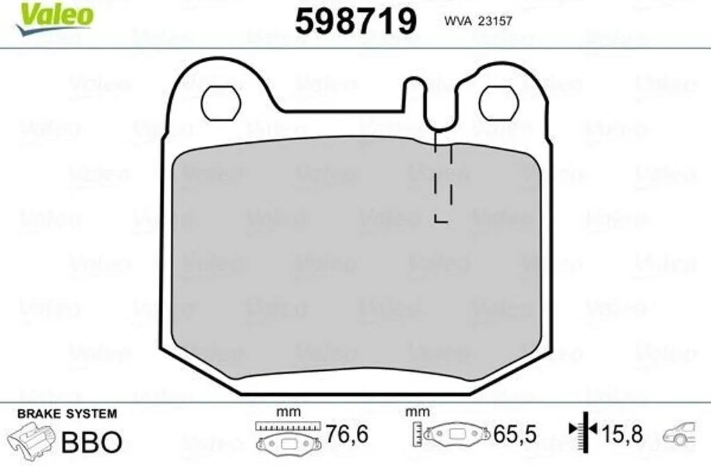 Plaquettes de frein arrière silencieuses Valeo 598719 Classe M W163